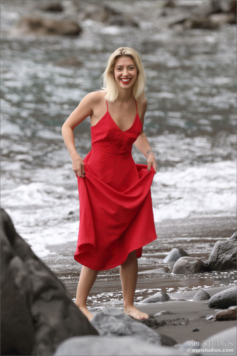 Avery in a Red Dress