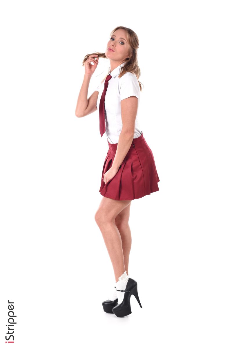 Angelika Grays Leggy Blonde in a Skirt