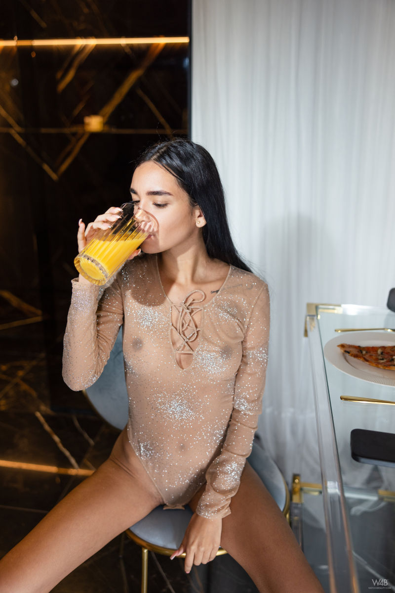 Dulce Takes off her Sheer Bodysuit
