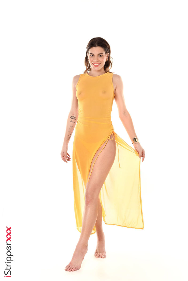 Ada Lapiedra in a Yellow Dress