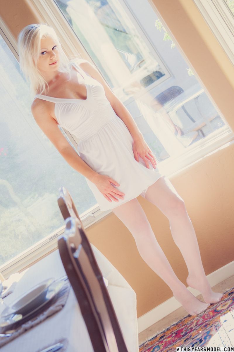 Gwyneth Sage in White Stockings