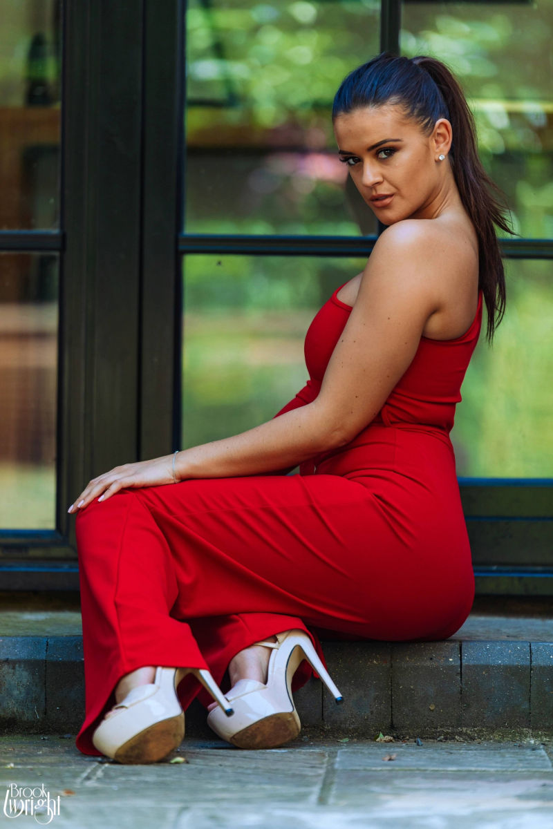 Brook Wright in her Red Outfit