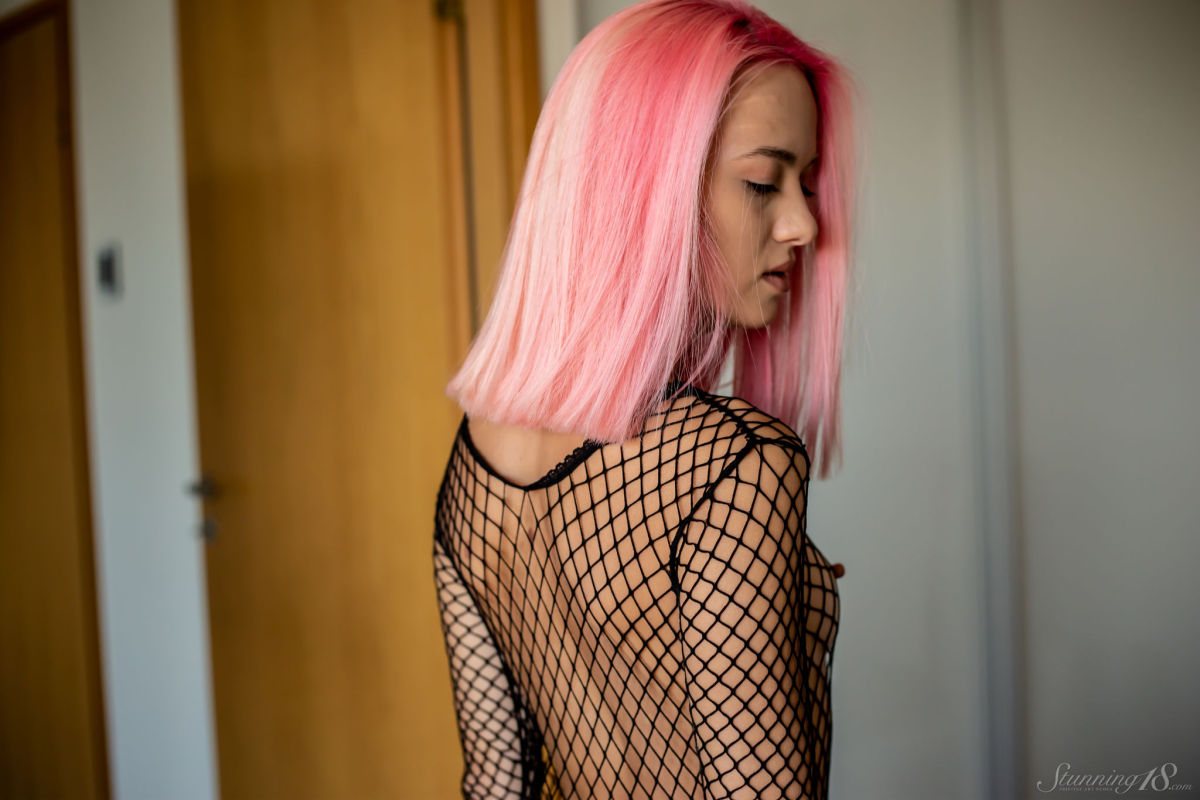 Kiara J In a Fishnet Bodysuit