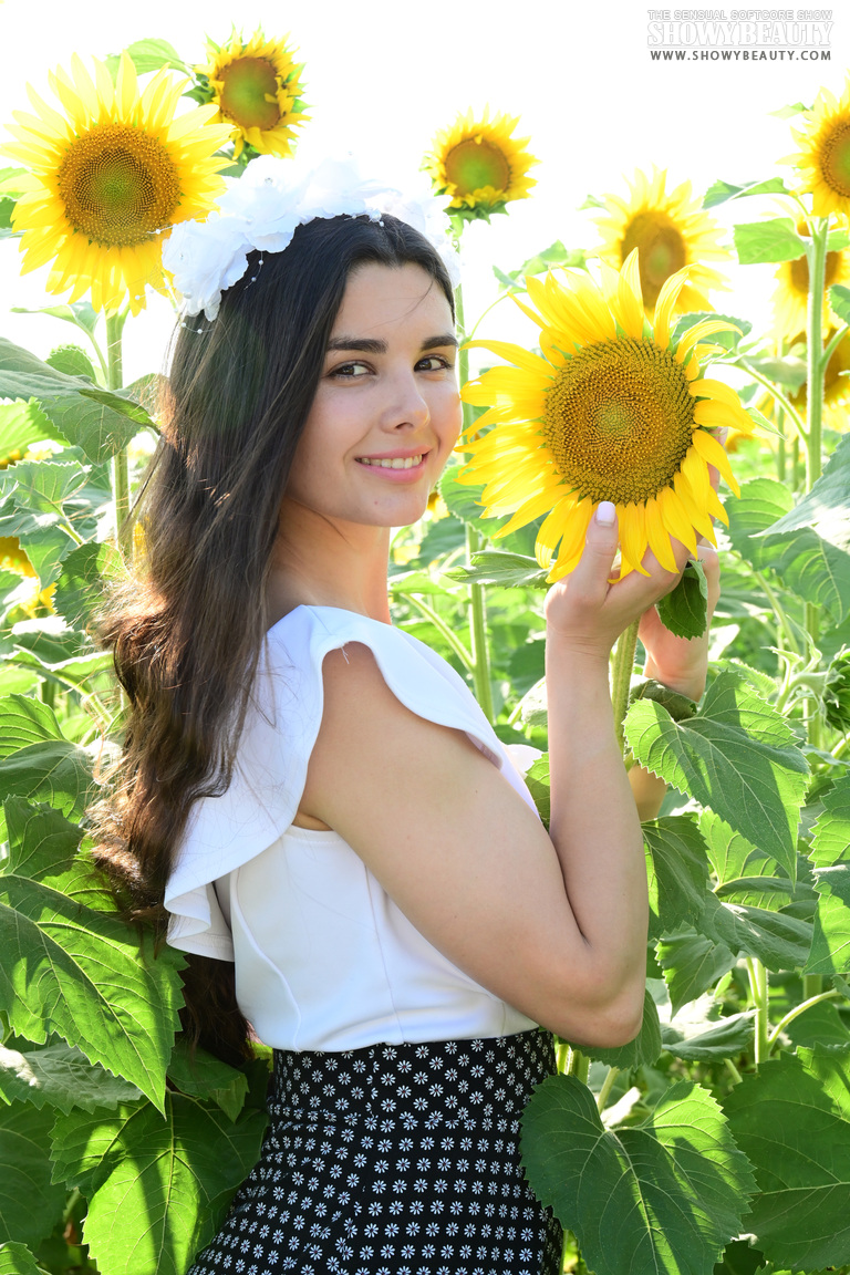 Busty Sofa in a Sunflower Field